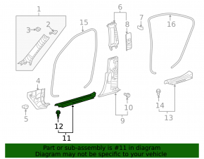 Front right door sill plate for Lexus LS460 LS600h 07-17 black