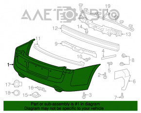 Bare rear bumper Chrysler 300 11-14 pre-rest for parking sensors