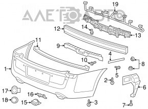 Bare rear bumper Chrysler 300 11-14 pre-rest for parking sensors