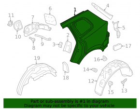 Quarter wing rear left VW Touareg 11-17