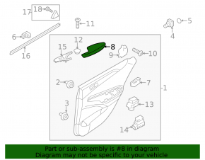 Front right door trim armrest for Hyundai Sonata 11-15, gray rubber