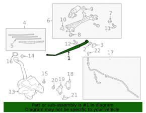 Right wiper arm for Subaru Forester 14-18 SJ