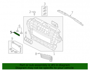 QUATTRO emblem and inscription on the Audi A3 8V 15-20 radiator grille
