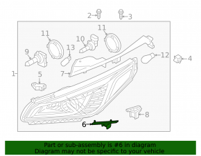 Headlight mount lower inner left Hyundai Sonata 15-17