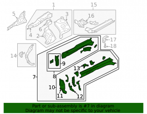Front right side member Subaru Forester 14-18 SJ