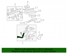 Lower reinforcement for the right wing apron for Toyota Sienna 2010