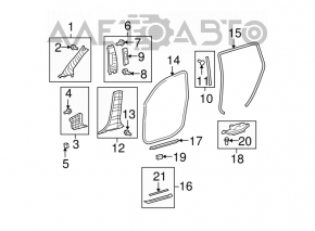 Toyota Highlander 2008-2013 lower right center pillar trim, beige
