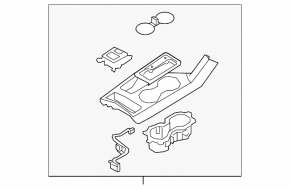 Center console trim with cup holders for Kia Sportage 17-19, black and gray, FWD