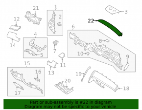 Front panel trim, upper right, Hyundai Tucson 2022-2026, black fabric