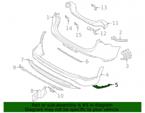 Left rear bumper molding for Hyundai Santa Fe 2021-23 hybrid