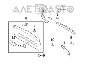 Upper left trunk lid trim for Subaru Forester 2013 SH, black