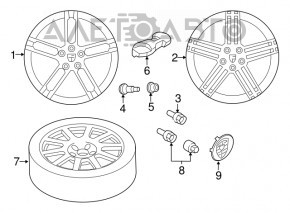 Central cap for Porsche Macan 15-24 disk, color emblem for R20, graphite, 65/47mm