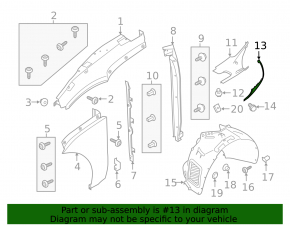 Left underhood trim Porsche Macan 15-18 under headlight