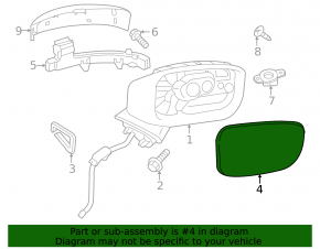 Left mirror element Mazda CX-50 23-25 auto-dimming