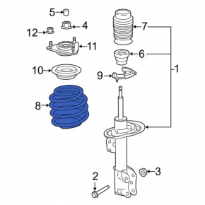Rear left spring Ford Mustang mk6 15-23 stiffness blue
