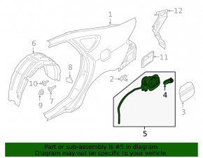 Lincoln MKZ 17-20 hybrid fuel filler door with housing assembly