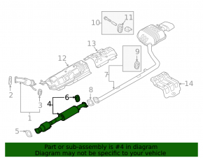 Kia Optima 16" mid-section exhaust manifold with catalytic converter