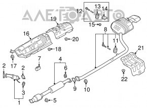 Kia Optima 16" mid-section exhaust manifold with catalytic converter