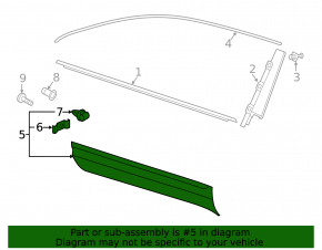 Door trim lower front left VW Atlas 18- with chrome molding