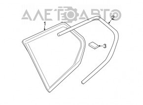 Rear left fixed window glass BMW X3 G01 18-24 with chrome molding, tinted, white coating on chrome
