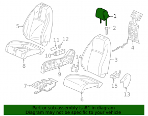 Front left headrest for Honda Civic XI FE/FL 22-24, gray leather