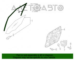 Front left glass seal Kia Soul 14-19