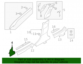 Front pillar trim lower left Hyundai Elantra UD 11-16 black, scratches