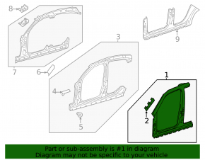 Body pillar central right Mercedes GLC 16-22