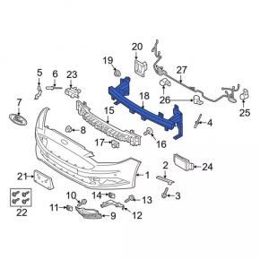 Front bumper reinforcement Ford Fusion mk5 17-20 rusty