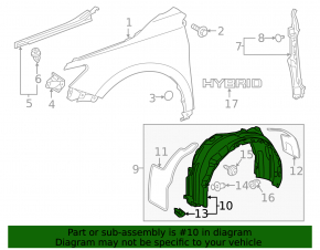 Front right fender liner Toyota Camry v55 15-17 usa