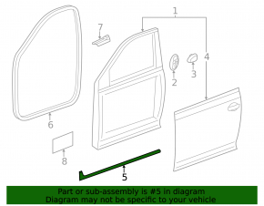 Front left lower door seal VW Jetta 11-18 USA