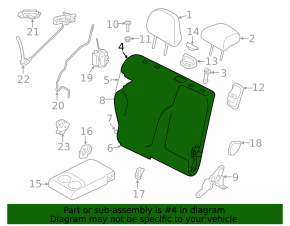 Backrest of the rear seat, right, 2nd row, Subaru Forester 19-24 SK, combined cloth, black and gray, for cleaning