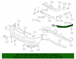 Front bumper molding left Mitsubishi Lancer 10-15