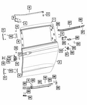 Rear right door assembly for Chrysler Pacifica 17-24