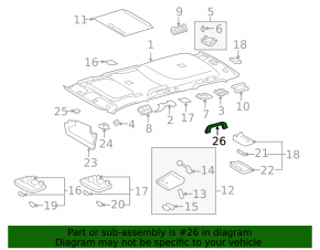 Ceiling handle 3 row left Toyota Sequoia 08-16 gray