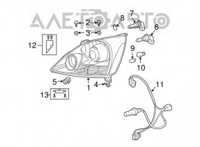 Headlight front left bare Lexus GX470 03-09 halogen