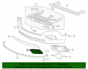 Front bumper grille right Buick Encore 13-16 under fog lights