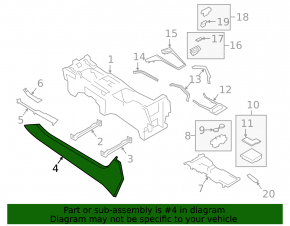 Black center console trim, lower left side, Porsche Cayenne 19-26