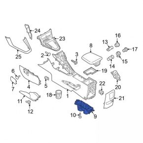 Ford Focus mk3 15-18 center console cup holders, dry-cleanable