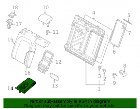 Rear seat armrest 2nd row VW Taos 22-25 black