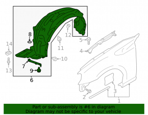 Front right fender liner for Subaru BRZ 13-20