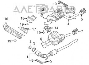 Muffler rear part with barrel VW Jetta 11-18 USA 2.0 TDI dented