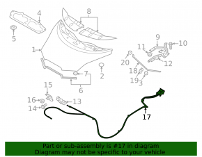 Nissan Leaf 11-12 Hood Lock Release Cable