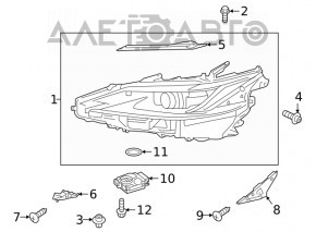 Headlight front right bare Lexus ES250 ES300h ES350 22- Full LED