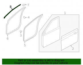 Door seal front left Hyundai Santa FE Sport 13-18 upper