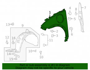 Front right wing Chevrolet Bolt 17-21