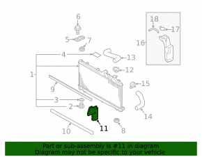 Radiator seal left Subaru Outback 10-14 2.5 3.6