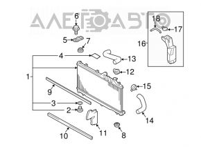 Radiator seal left Subaru Outback 10-14 2.5 3.6