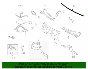 Windscreen wiper grille seal central Infiniti G37 4d 07-15