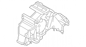Bare air conditioner housing, left side of Subaru Outback 2010-2014